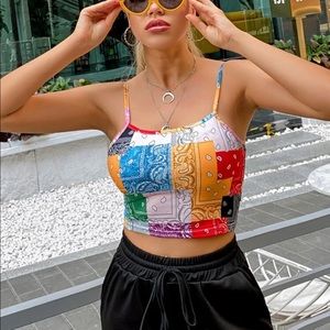 Paisley print tank top and shorts set